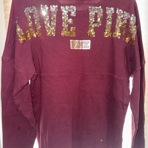 Victoria's Secret Burgundy and Gold Long Sleeve Tee